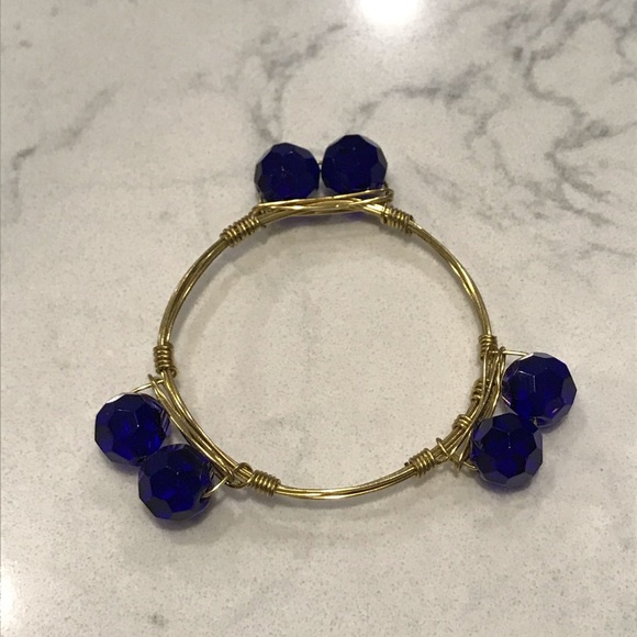 3 gold wire wrapped gem bangle bracelets - Picture 10 of 11